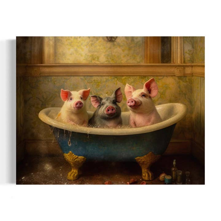 Salty Alyce - Wholesale Bathroom Sign - Pigs in the Bathtub Wall Decor AXS39