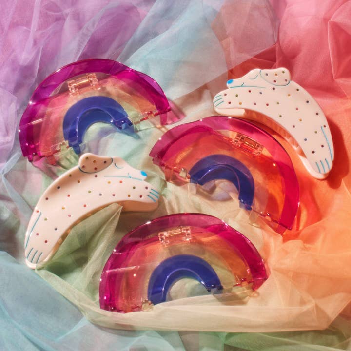 WINONA IRENE – wholesale Hair clip – Women’s – Rainbow Jelly Transparent Acetate XL Hair Claw Accessory