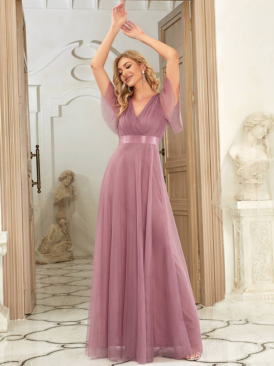Ever-Pretty - Vente Robe de soirée – femme - Robe de demoiselle d'honneur trapèze à col en V10