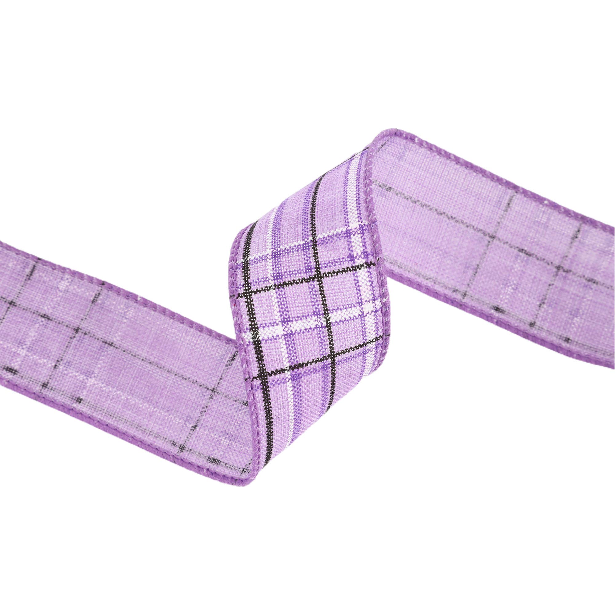LA Ribbons Wholesale - Wholesale Ribbon - Gift Wrapping - Wired Ribbon | Purple/Spring Plaid | 10 Yard Roll3