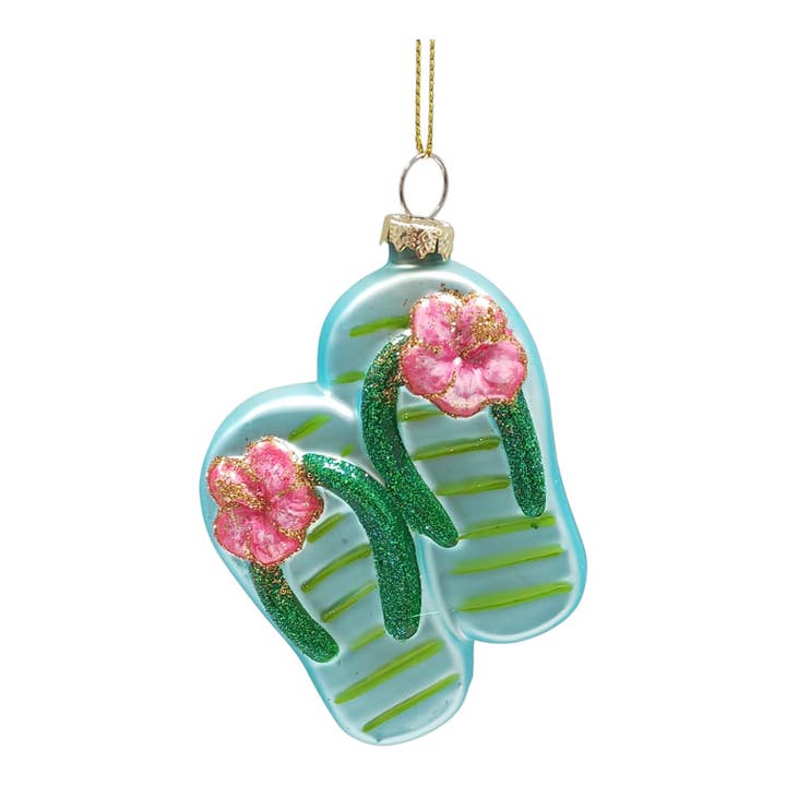 December Diamonds - Wholesale Ornament - Teal Tropical Flip Flop Orn