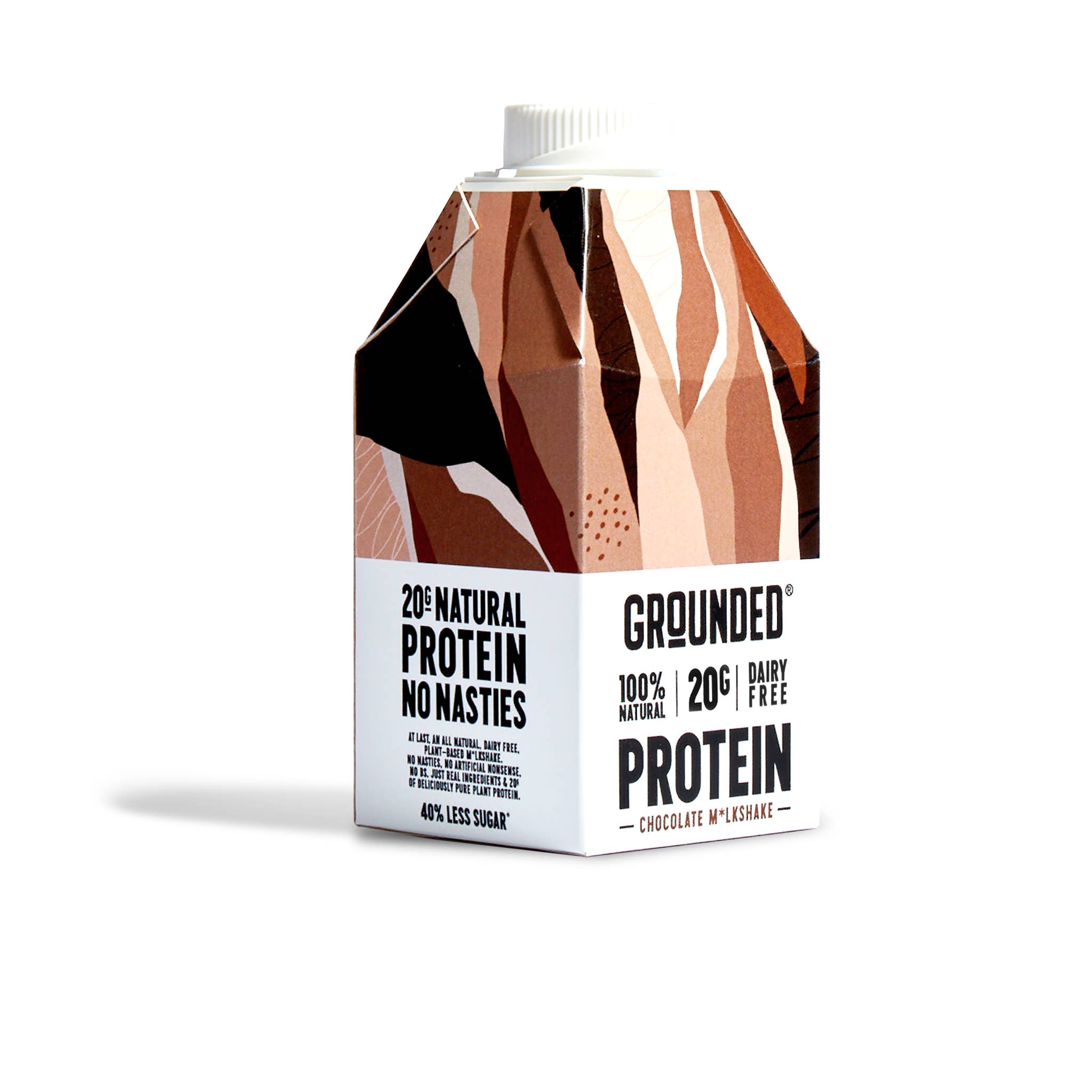 Grounded Drinks - Wholesale Protein/superfood powder - GROUNDED Choc Protein Milkshake. Vegan, 20g protein.
