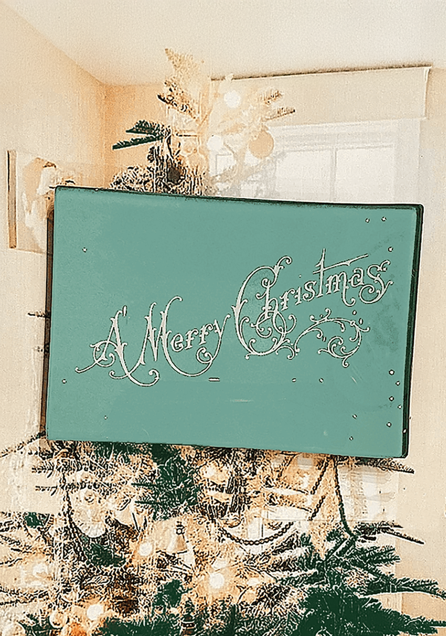 Ben's Garden - Wholesale Decorative Tray - Vintage Mint Merry Christmas Script Decoupage Glass Tray1