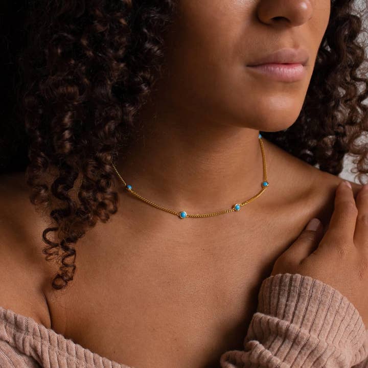 TYPE Simple Natural Turquoise Clavicle Necklace_CWMM5601 for wholesale on Faire