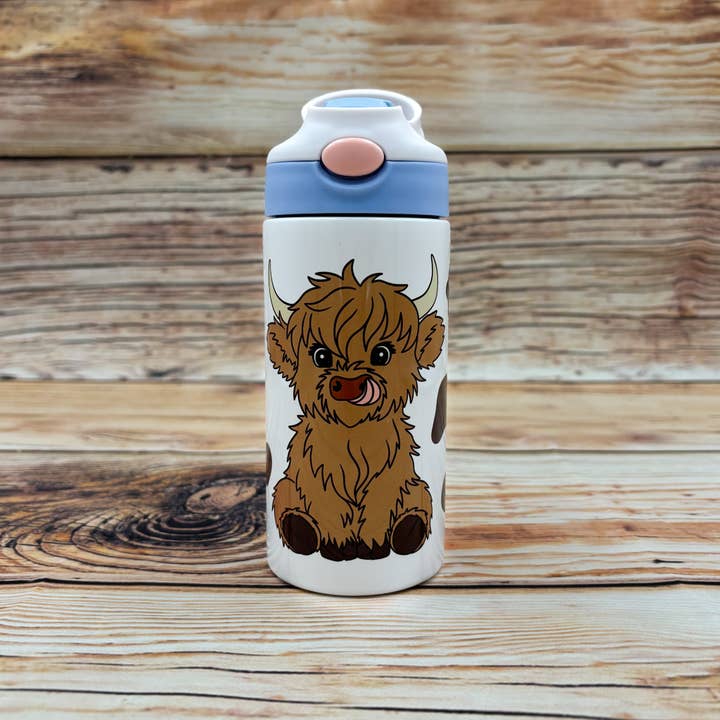 Sage & Soil - Wholesale Drinking glass/cup – Kids & Baby - Highland Cow Kids Insulated Straw Tumbler1