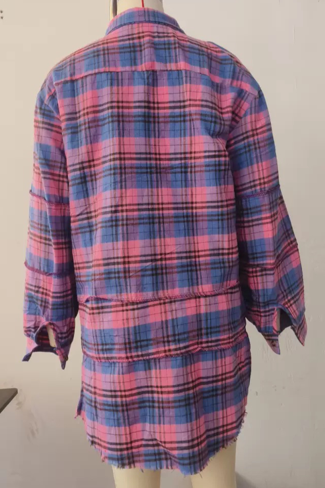 Rosa Clothing - Wholesale Shirt Jacket/Shacket - Women's - Plaid shirt oversized Long Shacket 7 colors10