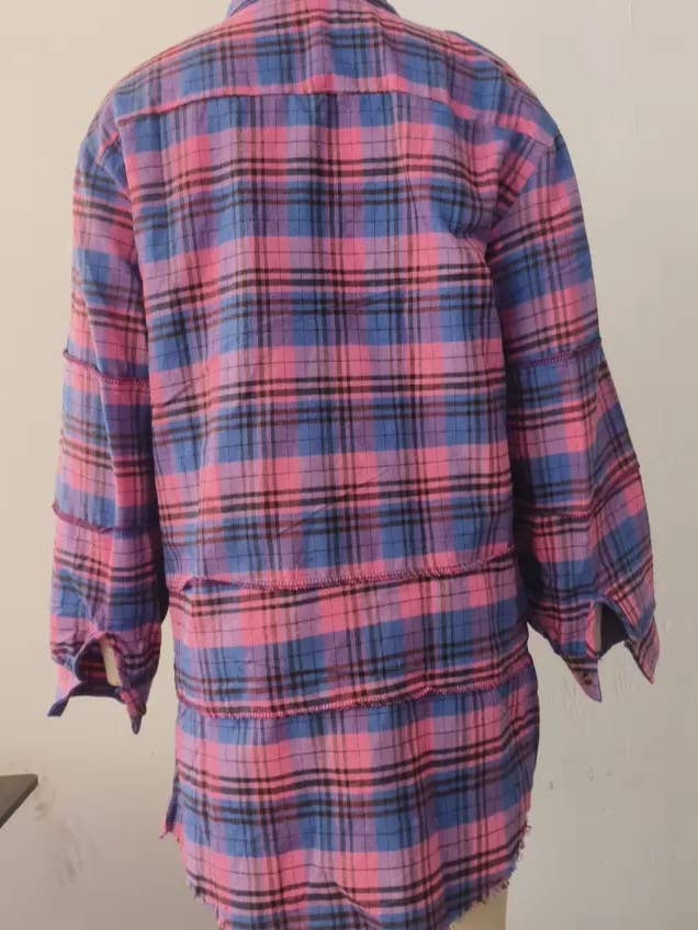 Rosa Clothing - Wholesale Shirt Jacket/Shacket - Women's - Plaid shirt oversized Long Shacket 7 colors13