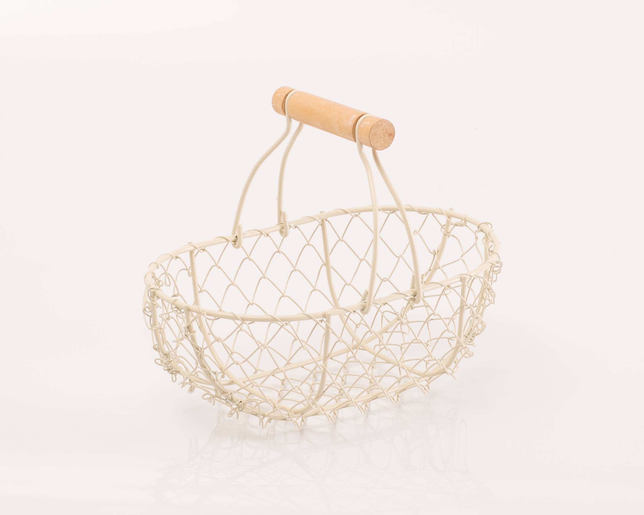 Indy Supply Co - Vente Paniers - Petit panier métallique peu profond à poignée fixe en ivoire6