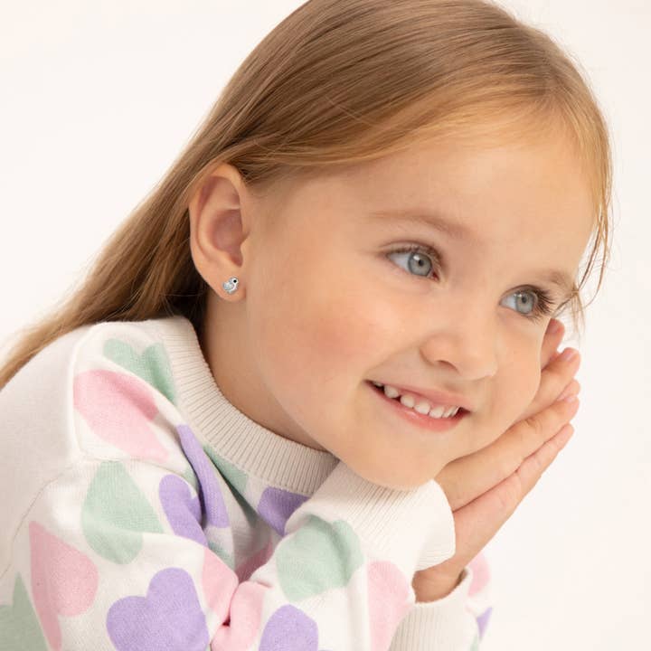 In Season Jewelry - Wholesale Oorbellen - Kinderen - Opal Dove oorbellen met schroefsluiting voor meisjes - sterling zilver1