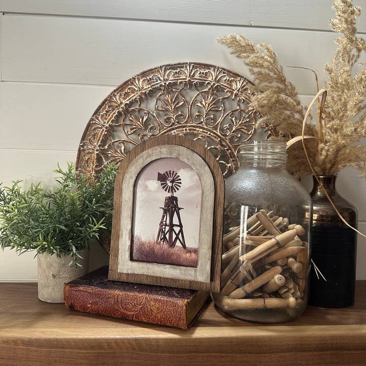 The Broken Board - Wholesale Photograph - Arched frame Windmill on the Prairie
1