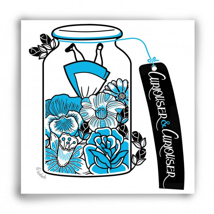 Adesivo quadrato Curiouser And Curiouser per la vendita all'ingrosso da parte di La Barbuda - No U.S. custom fees