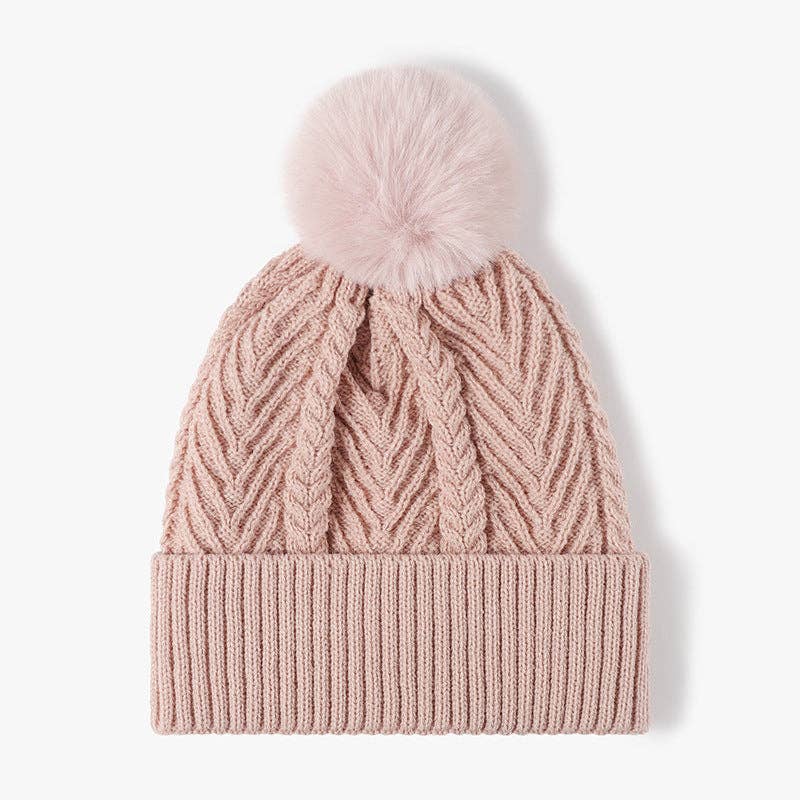 Dipped Shop – Gorro - Mulher por atacado – Gorro Pom de Malha de Cor Sólida Twist DPKB029010