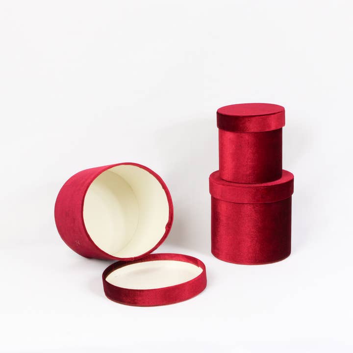 Elegant Design Supply - Wholesale Gift Box - Velvet Round Flower Hat Box with Lid