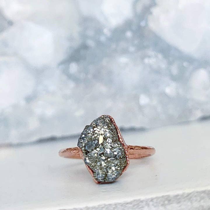 Raw Pyrite Ring in Copper for wholesale by Buddha Blossom Jewels