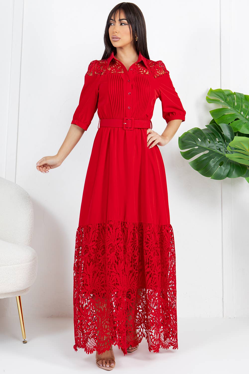 Fashion Space - Vendita all'ingrosso Vestito - Donna - Abito lungo elegante a maglia unita da donna7