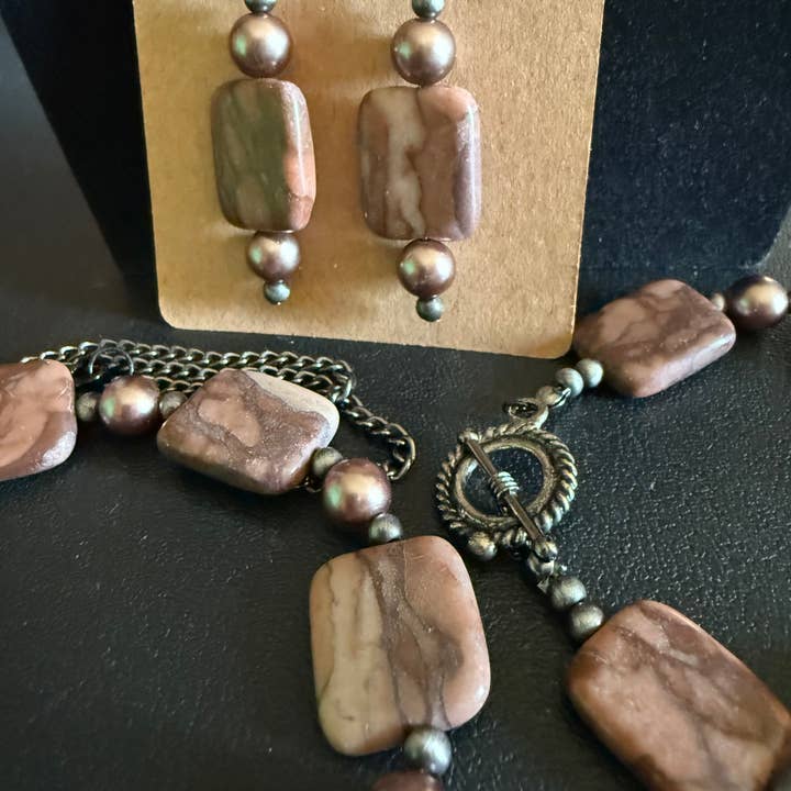 Earthy Beauty- Jasper Necklace, Bracelet and Earring Set for wholesale by Reclaimed by Monica
