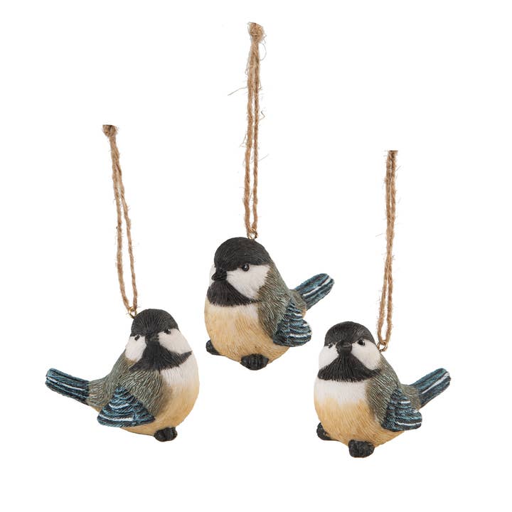 Christmas Chickadee Songbird Ornament Set 3 for wholesale by C&F Home