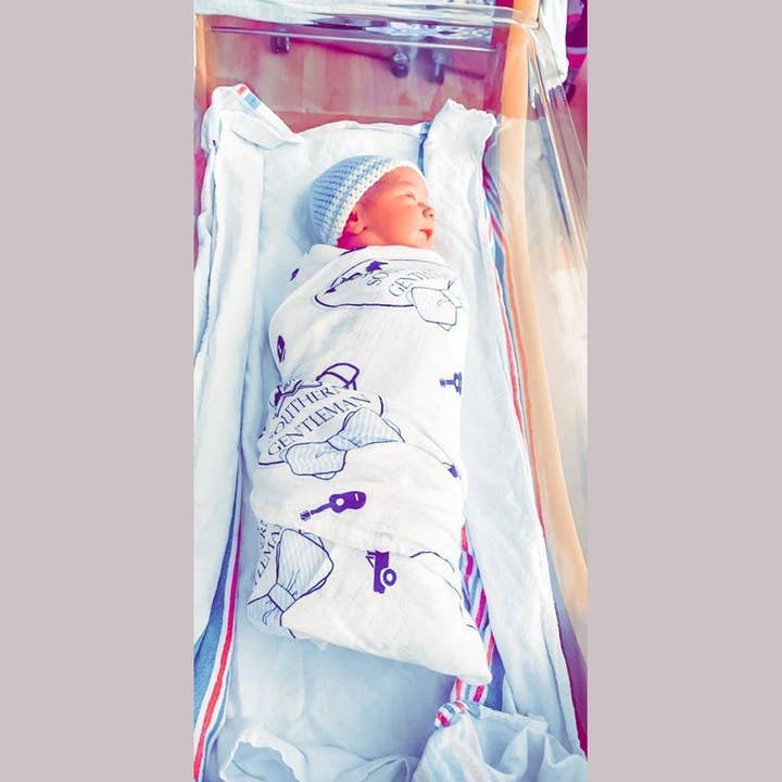 Little Hometown - Wholesale Swaddle - Baby - Southern Gentleman Baby Boy Muslin Swaddle Receiving Blanket4