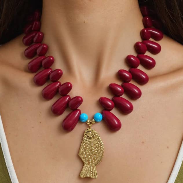 HoopLa - Wholesale Pendant/Charm Necklace - Lucky Fish- Kitsch and Sea- Resin Bead Statement Necklace3