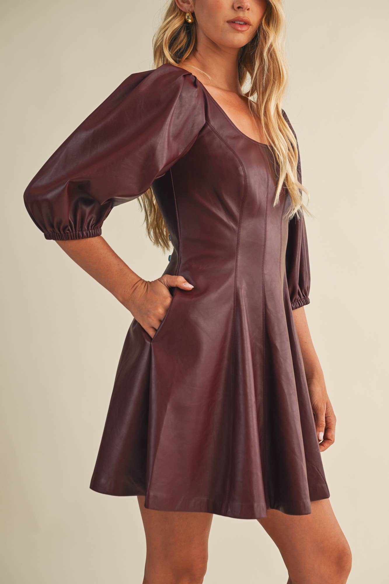 Mustard Seed - Wholesale Dress - Women's - PUFF SLEEVE FLARE DRESS10