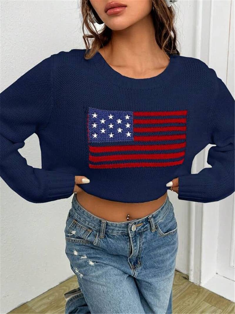 Rosa Clothing - Wholesale Knit Sweater - Women's - American Flag Knit Sweater12