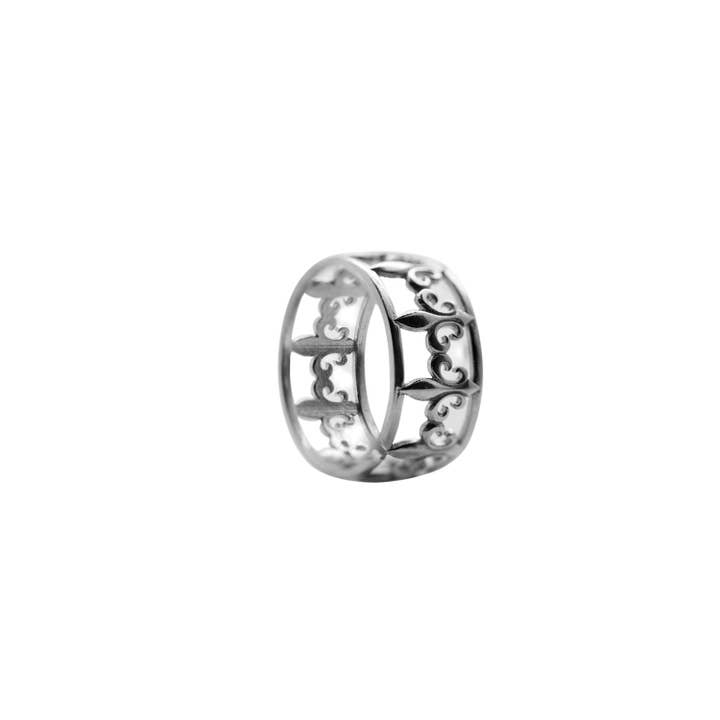 Silber Rhodiniertes Fleur-de-Lys-Ring 925 für den Großhandel von TALISMAN JEWELLERY (D&Fidanverdi, S.L.)