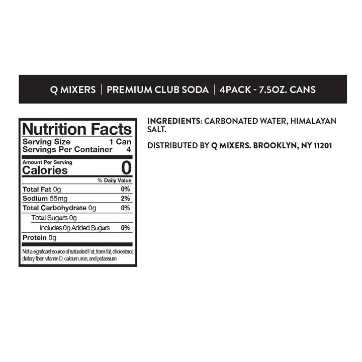 Q Mixers - Wholesale Soda/Carbonated Drink - Q Mixers Premium Club Soda - 4pk/7.5oz Cans10