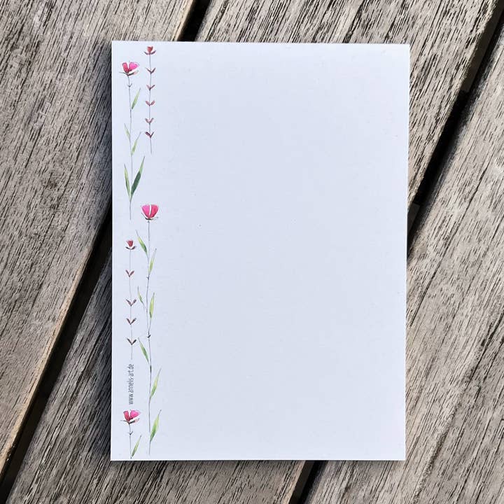 A6 Notepad made from Recycled Paper | Pink Floral Ornaments for wholesale by Annelis Art