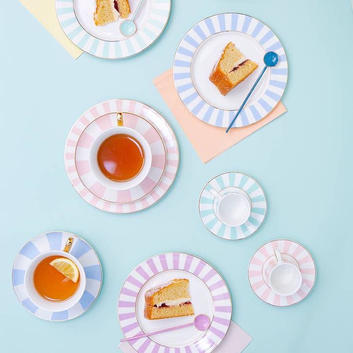 Bombay Duck - Wholesale Dinner Plate - Stripy Tea Plates Pastels - Set of 4