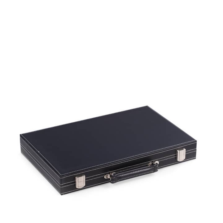BeyBerk International - Wholesale Board Game - 15" Black Leatherette Backgammon Set1