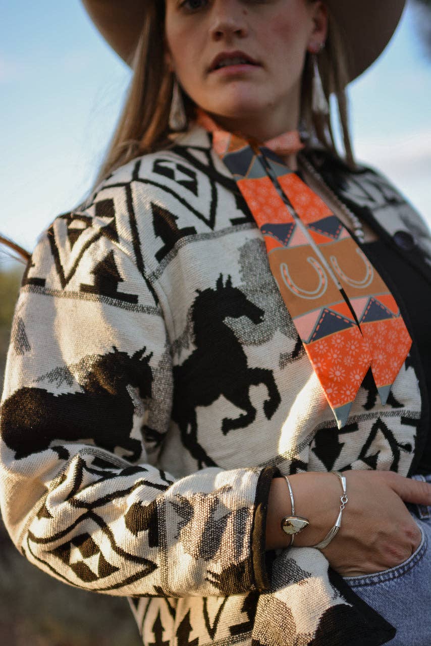 Tirzah Lane Art - Wholesale Scarf - Women's - Frontier Bound Quilted Patchwork Silk Twilly Scarf5