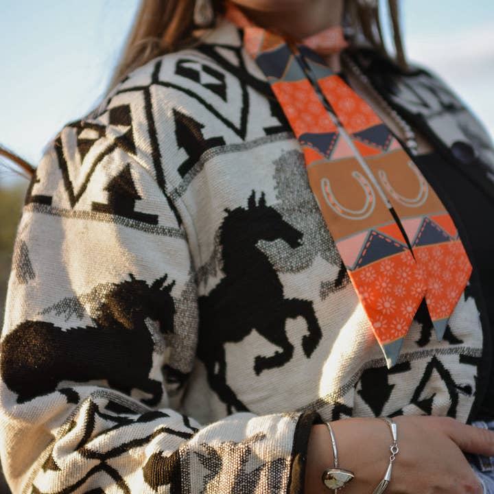 Tirzah Lane Art - Wholesale Scarf - Women's - Frontier Bound Quilted Patchwork Silk Twilly Scarf5