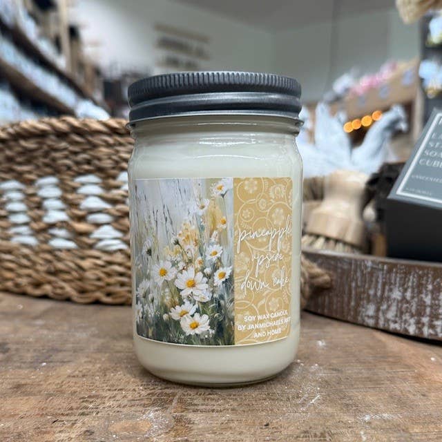 Pineapple Upside Down Cake Soy Mason Jar Candle Art Label for wholesale by JanMichaels Art & Home