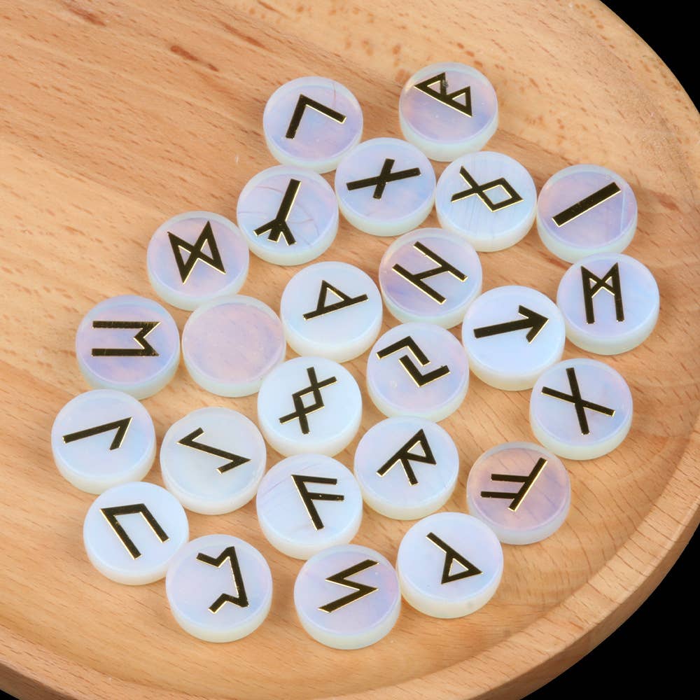 Gemcohub – wholesale Spiritual stone/crystal – Runes Natural Crystal Agate Rune Letter Disc Set Germanic14