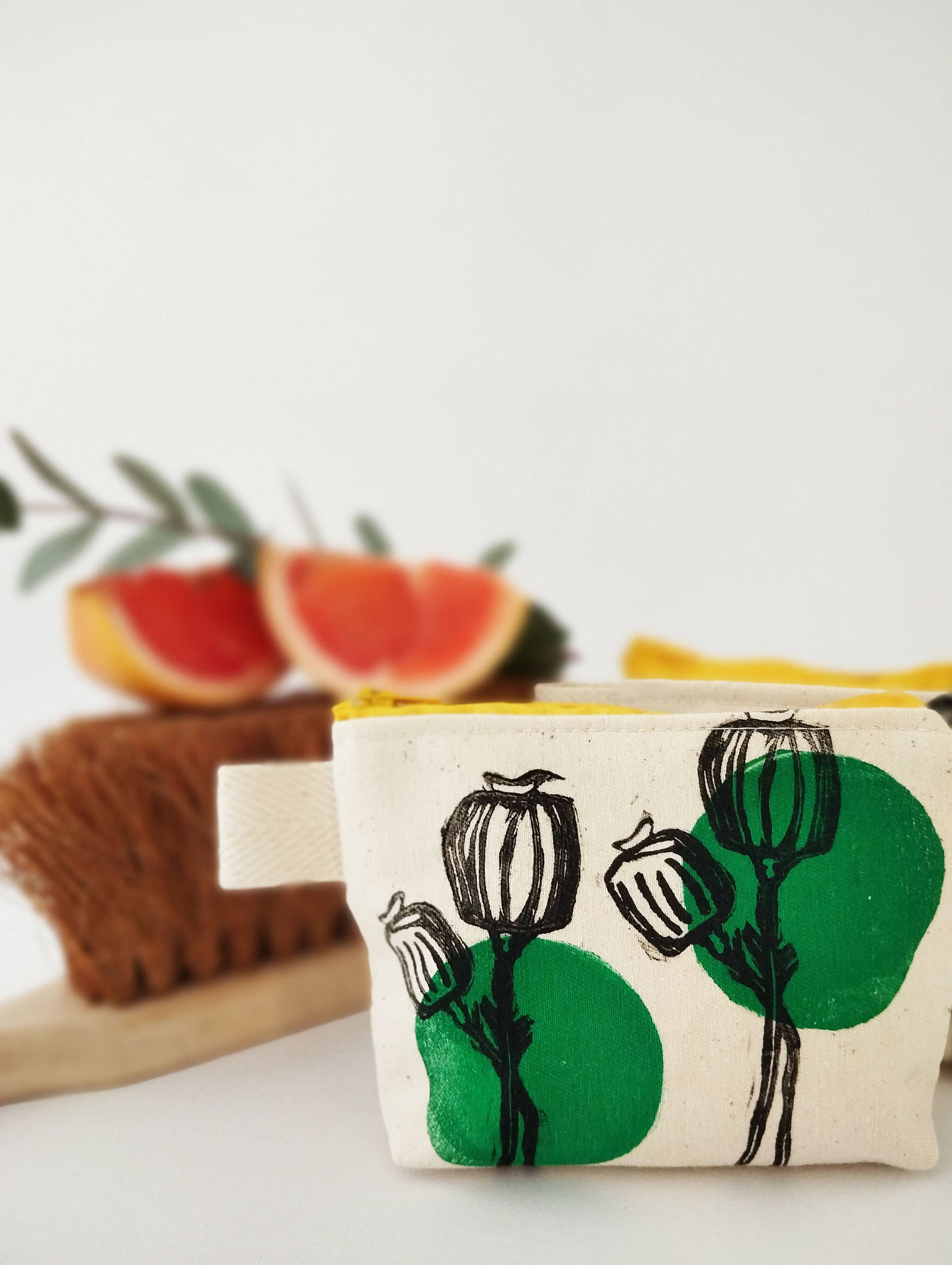 The Ink Job - Wholesale Pouch - Women's - Blockprinted Poppy Print Purse3