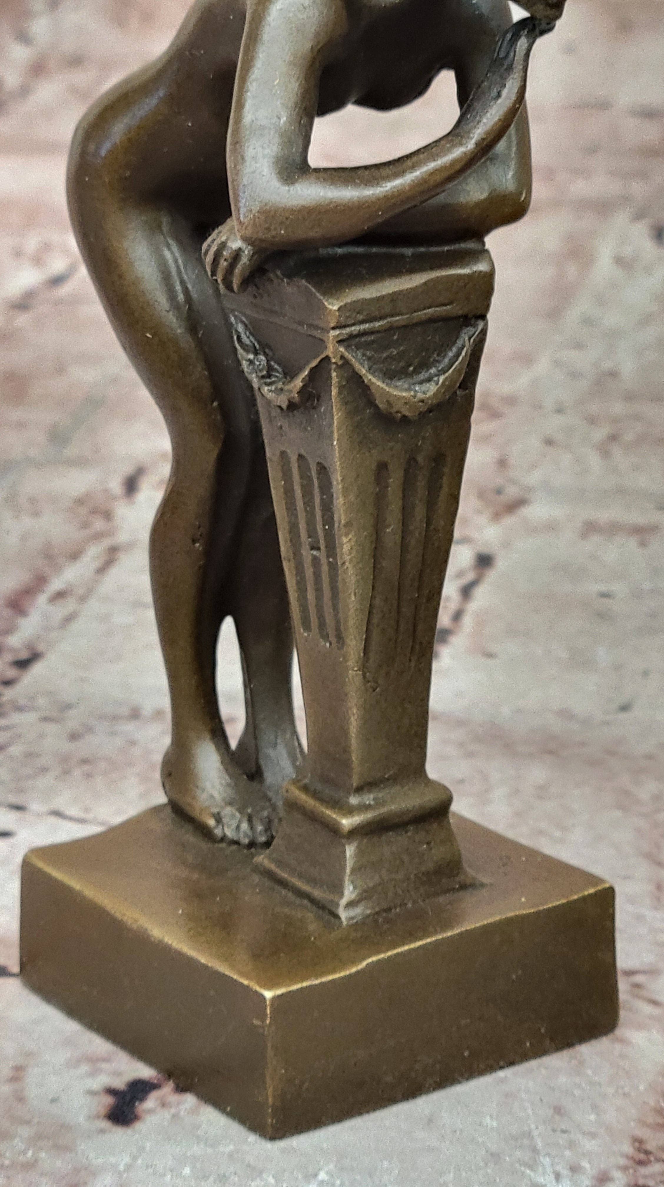 Bronzhaus - Wholesale Sculpture - Greek Faun Satyr & Nymph Girl Erotic Nude Bronze Bookend Sculpture Figures8