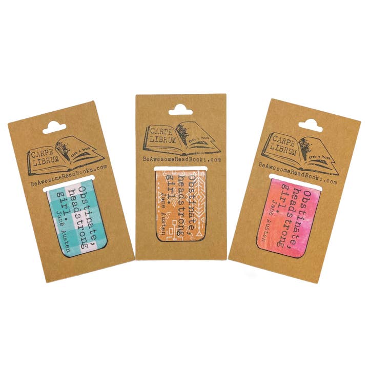 Obstinate, Headstrong Girl (Jane Austen Quote) Single Magnetic Bookmark for wholesale by Carpe Librum