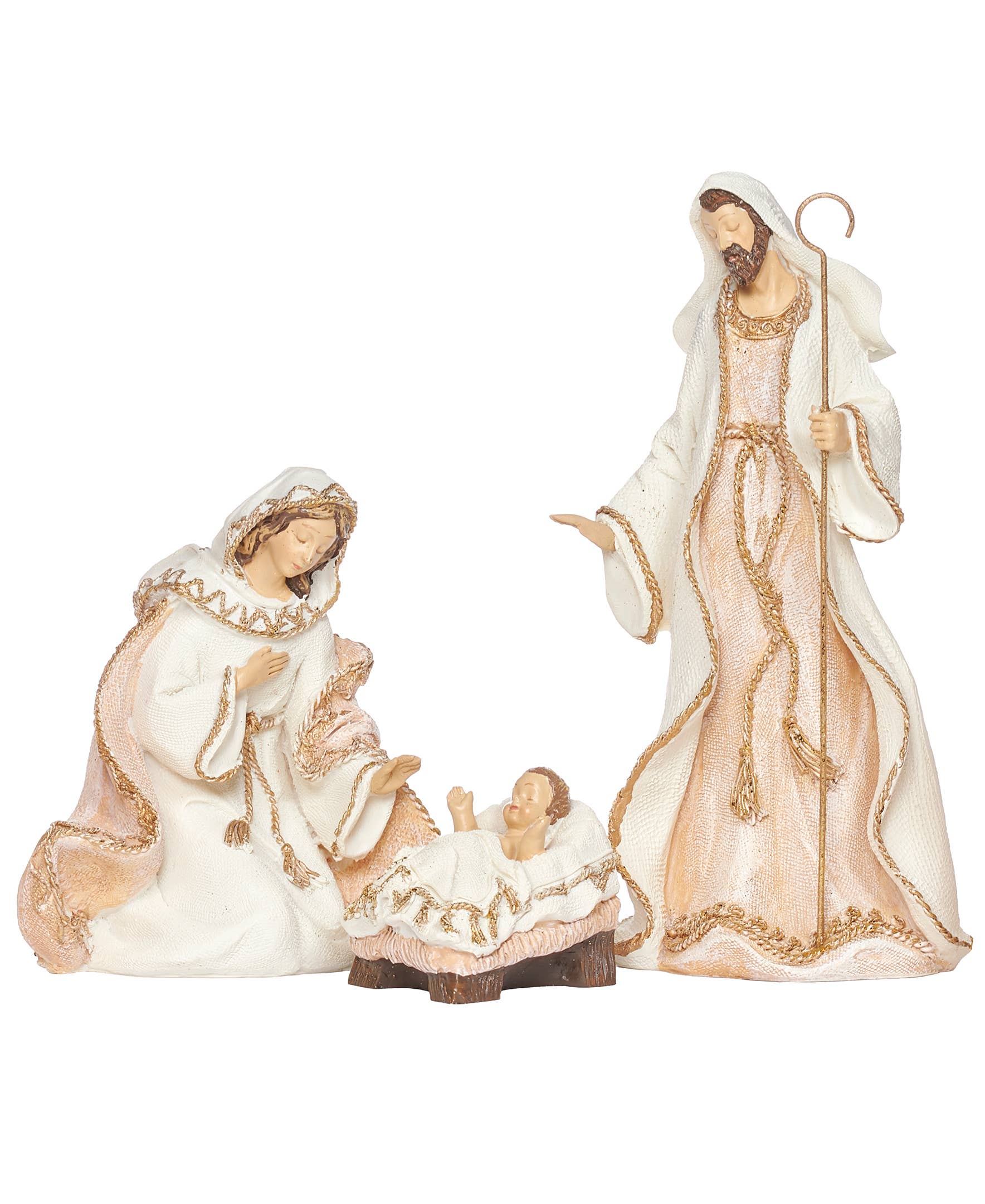 Roman - Wholesale Nativity Scene Decor - Woven Gold Trim Fabric Nativity; 7-piece Set 4