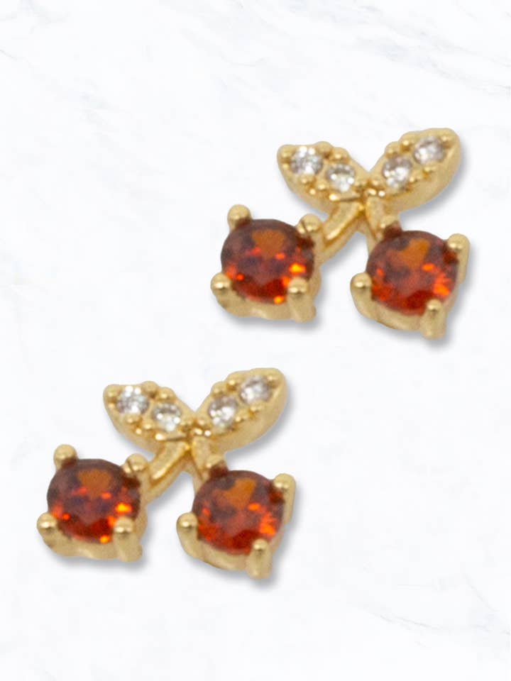 Kersen Kristal Gouden Oorstekers voor wholesale door Suzie Q USA