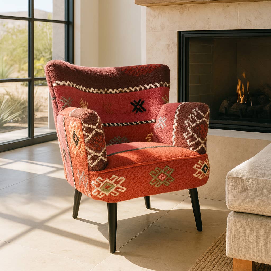 Now's Home - Vente Chaises - FAUTEUIL EN KILIM BRODÉ MAIN MULTICOLORE 68X70X77.5 CHAQUIRA2