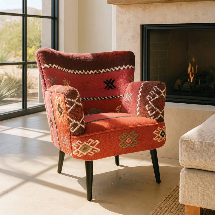 Now's Home - Vente Chaises - FAUTEUIL EN KILIM BRODÉ MAIN MULTICOLORE 68X70X77.5 CHAQUIRA2