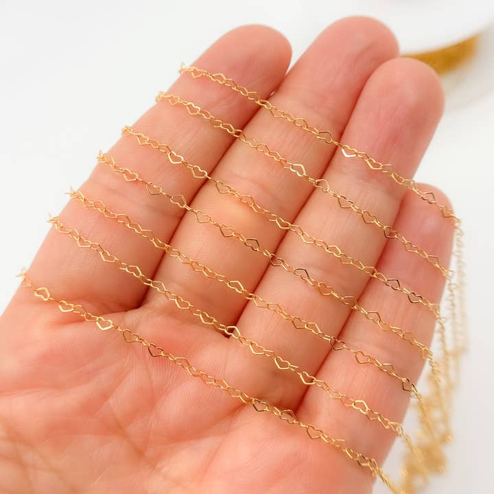 Jewels & Chains - Wholesale Link & Chain Necklace - 25F/SP-14K. 14K Yellow Solid Gold Flat Heart Link Chain1