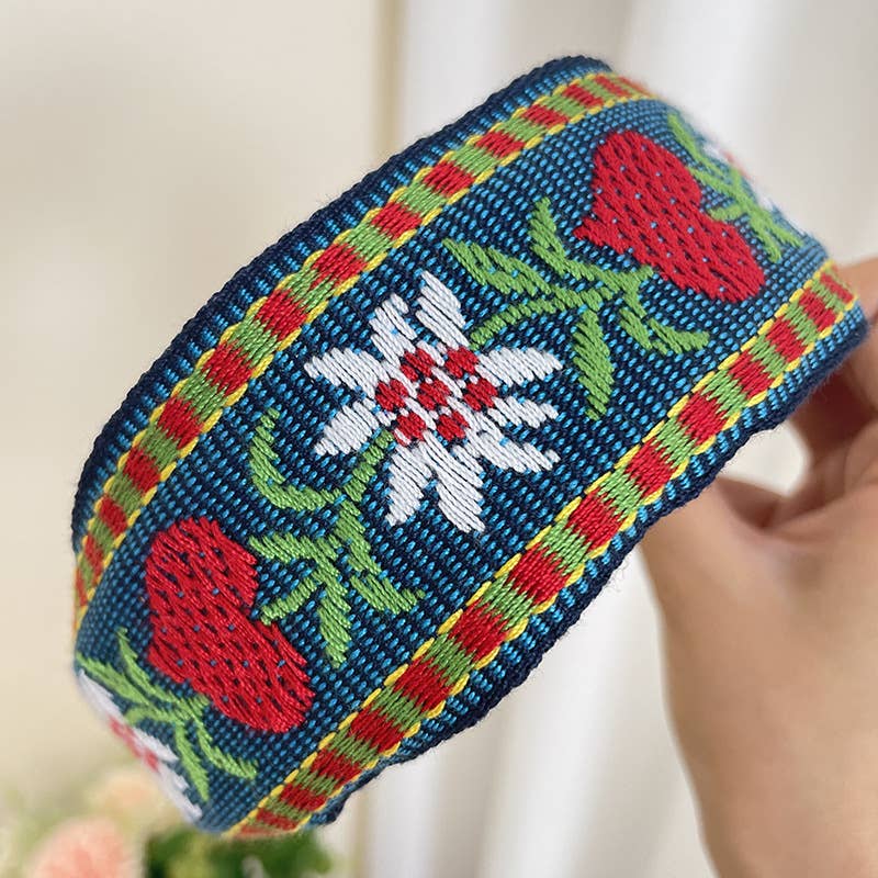 Tourtiwi - Venta al por mayor Cinta para el pelo - Mujer - Cinta de Pelo Retro Antideslizante con Bordado de Flores Bohemias5