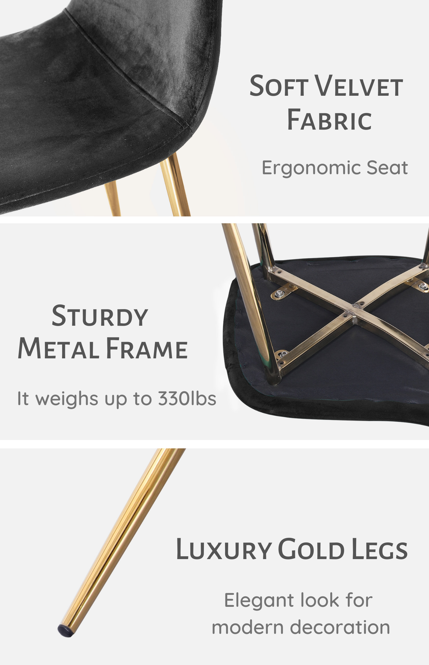 Pozbee - Wholesale Chair - Modern Velvet Dining Chairs Set of 4 with Gold Chrome Legs6