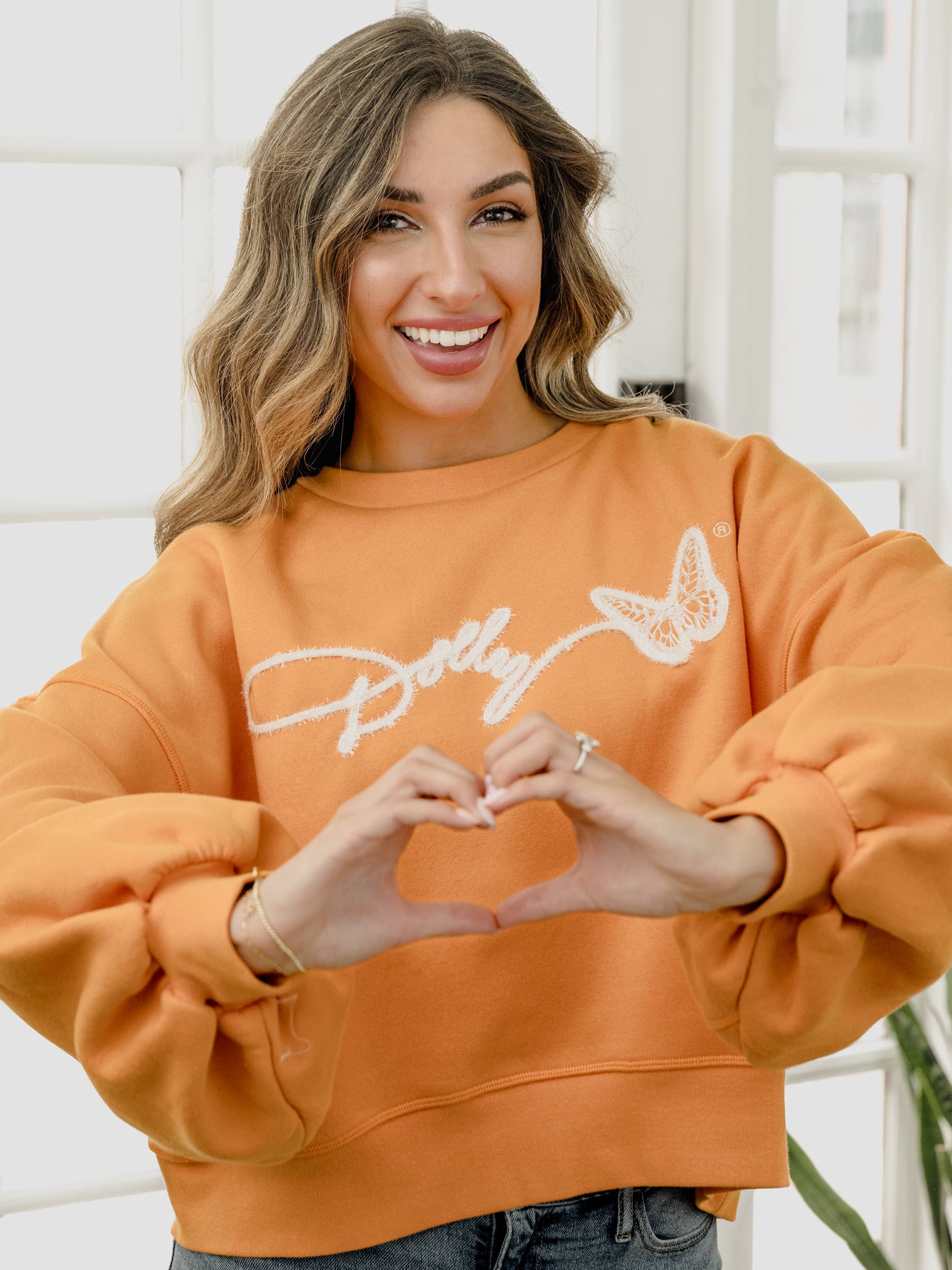 LivyLu - Wholesale Graphic Sweatshirt - Unisex - Dolly Parton Tinsel Orange Hi-Dive Sweatshirt 2