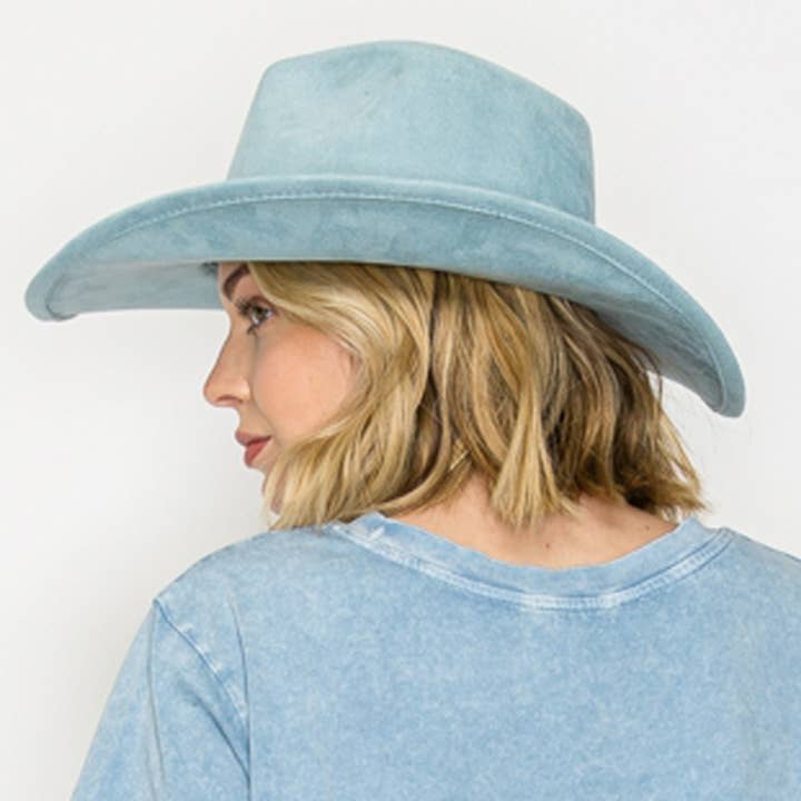 One and Only Accessories - Wholesale Cowboy Hat - Women's - Vegan suede cattleman cowboy hat stiff flat brim Stylish hat18