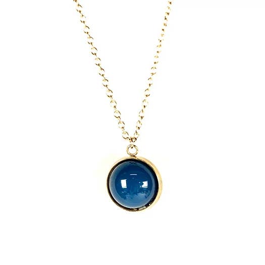 Collier Christina agate bleue pour la vente par Baroca Bijoux Paris