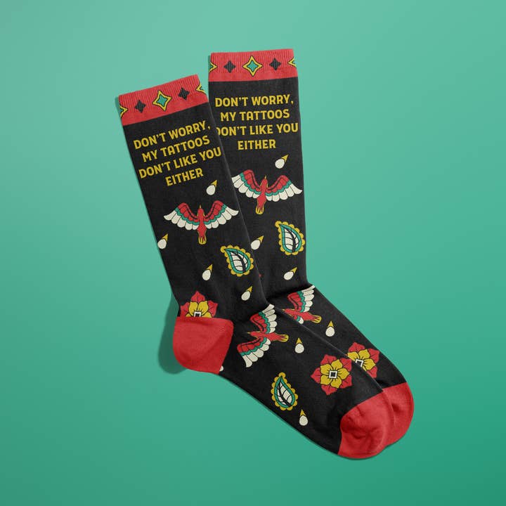 FUN CLUB – wholesale Socks – Women's – Tattoos Don't Like You Either Socks (stocking stuffer0