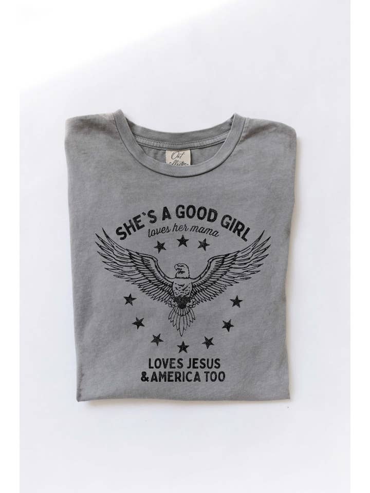 OAT COLLECTIVE - Wholesale Screen Printed T-Shirt - Women's - SHE'S A GOOD GIRLÂ Mineral Washed Graphic Top