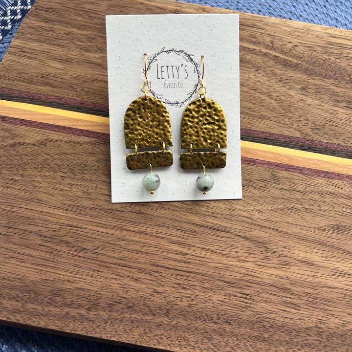 Faux Hammered Brass Clay Dangles for wholesale by Letty’s Lovelies Co